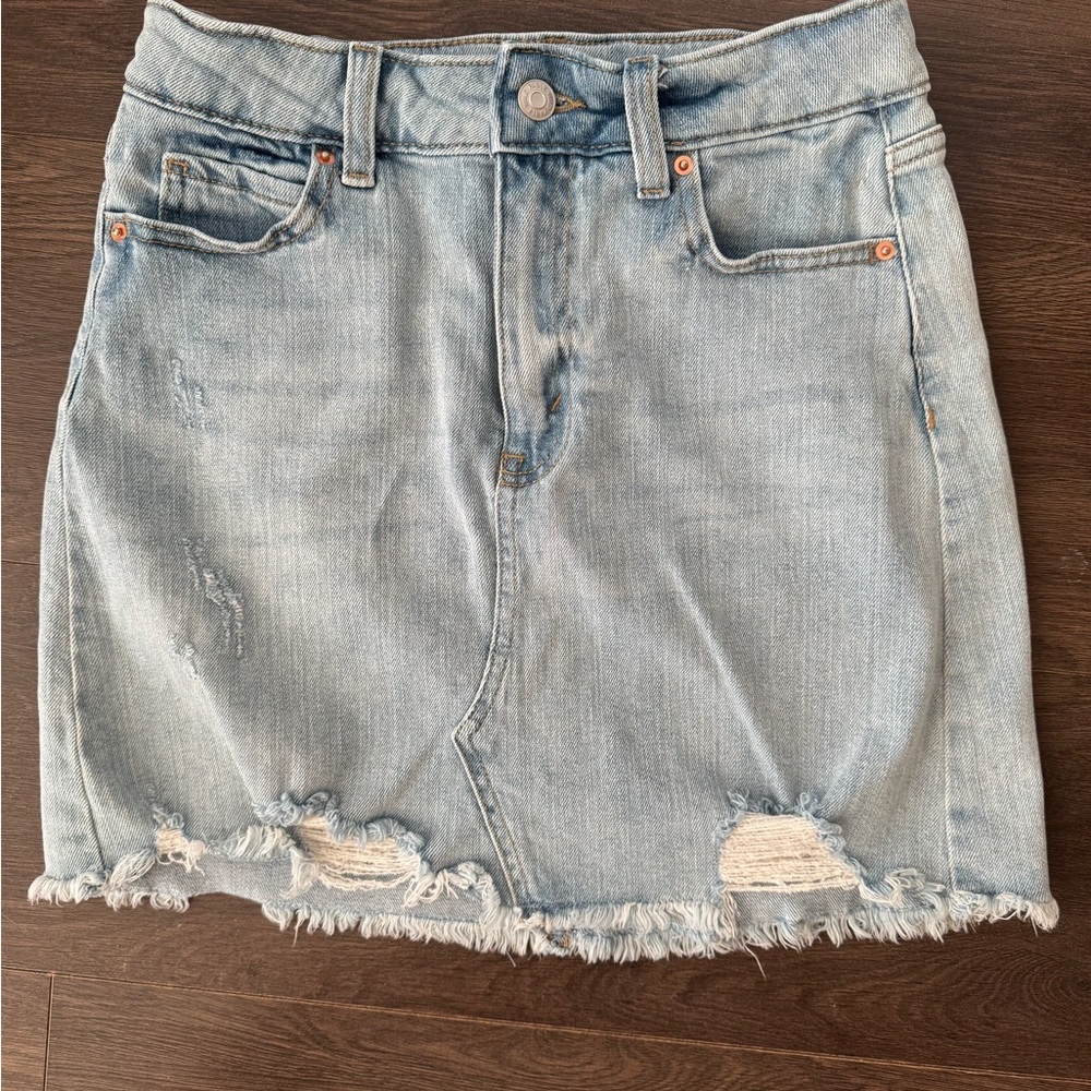Wild Fable Distressed Light Wash Denim Mini Skirt - Size 0